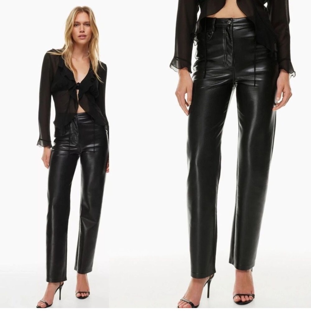 Aritzia Black Faux Leather Straight Leg Pants